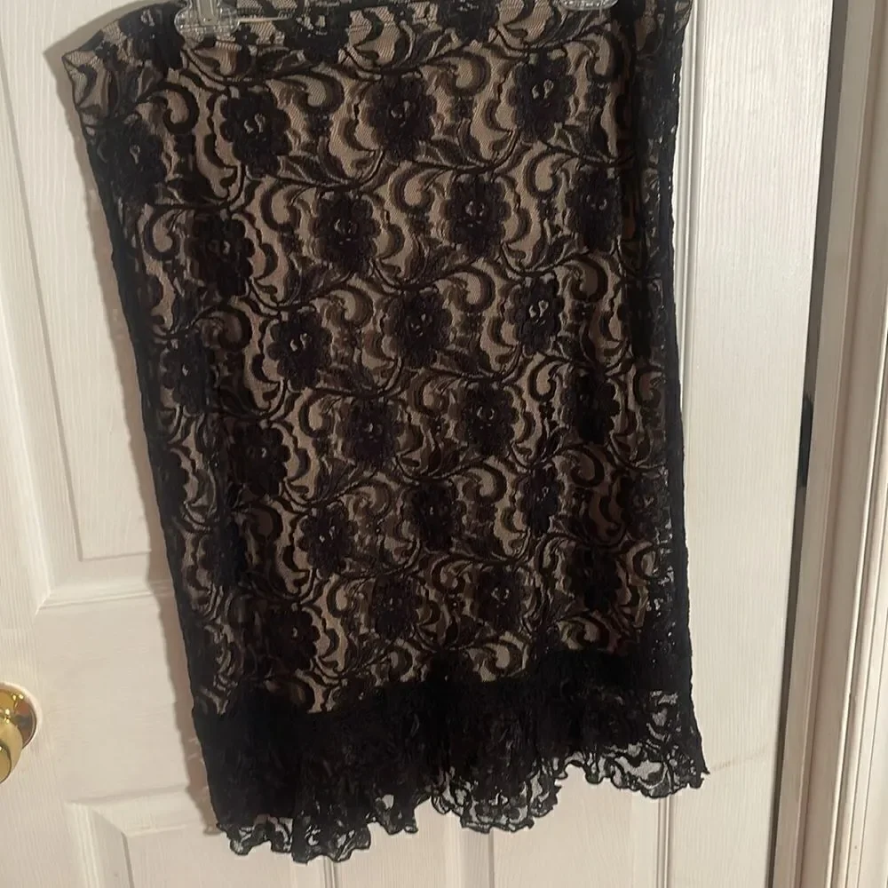 Bisou Bisou Michele Bohbot 2 pc. Black Lace Skirt Set